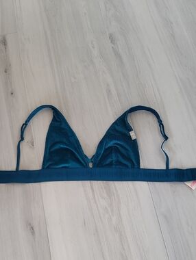 PINK Victoria's Secret Teal Blue Ribbed Triangle Bralette